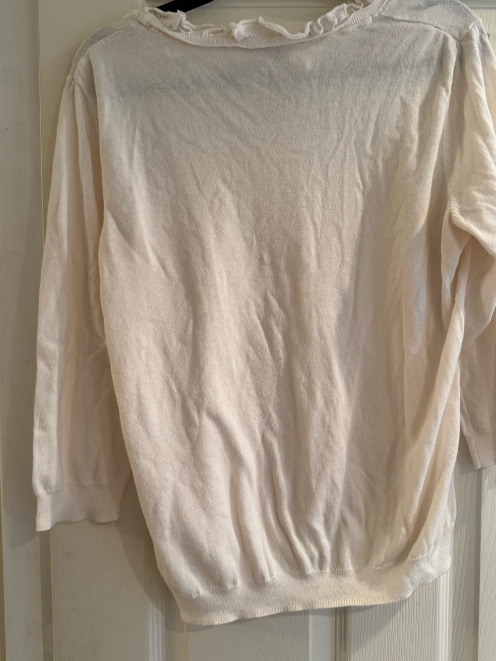 Talbots Cream Ruffle Neck Knit Top - Picture 3 of 3